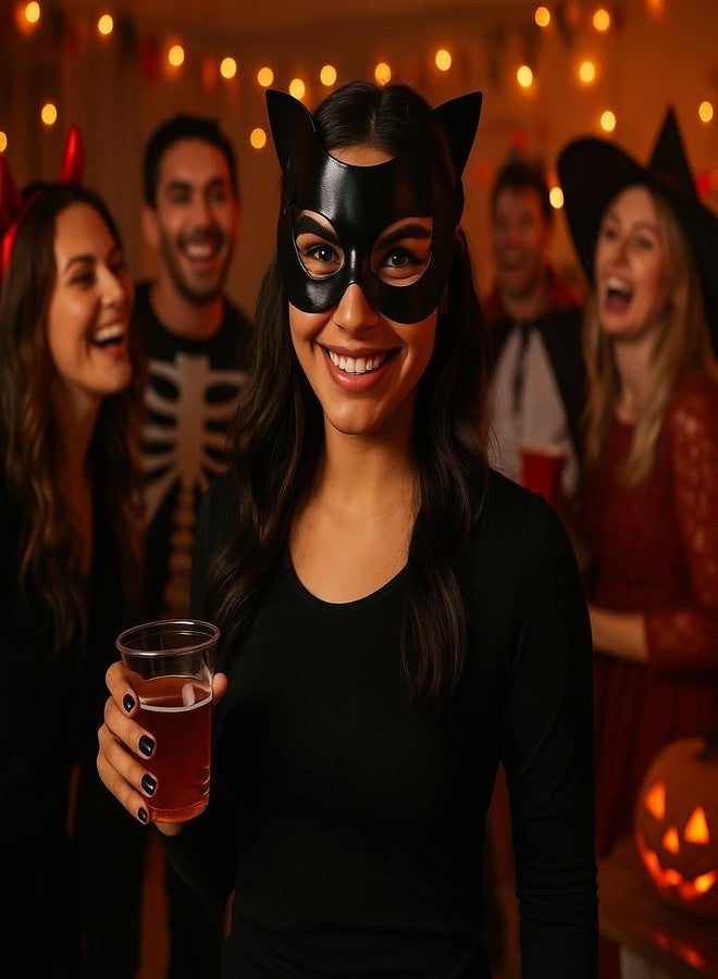 NAOPSY Black Cat Halloween Werecat Mask - Half Face Cat Eye Mask Accessories with Ears for Girls & Women - Image 3